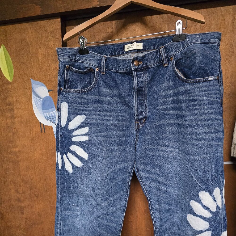 Madewell The Dean Easy Straight Shibori dye Jeans size 33 Altered
